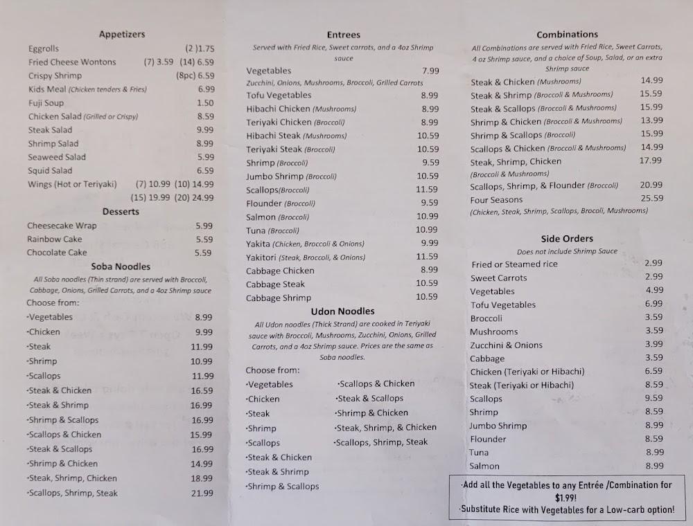 Fuji Japanese Seafood & Steak Menu image 2